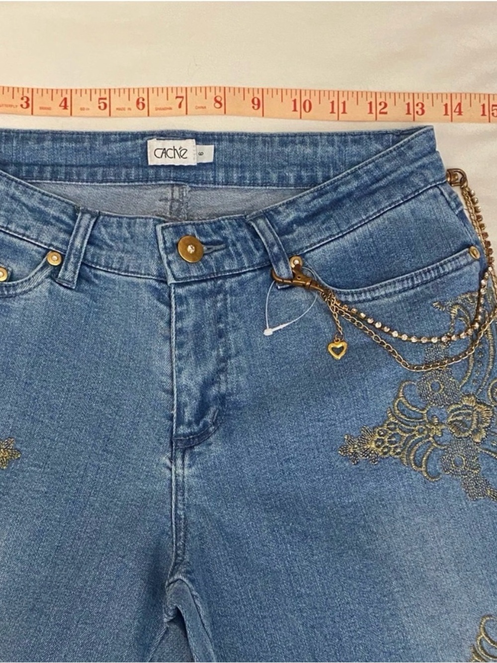 Vintage cache Embroidered Bootcut Jeans - Gold Accent NWT - Picture 4 of 8
